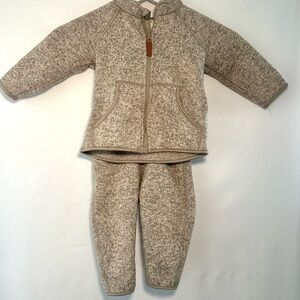 H&M Beige Knit Zip Jacket & Pants Set 12M